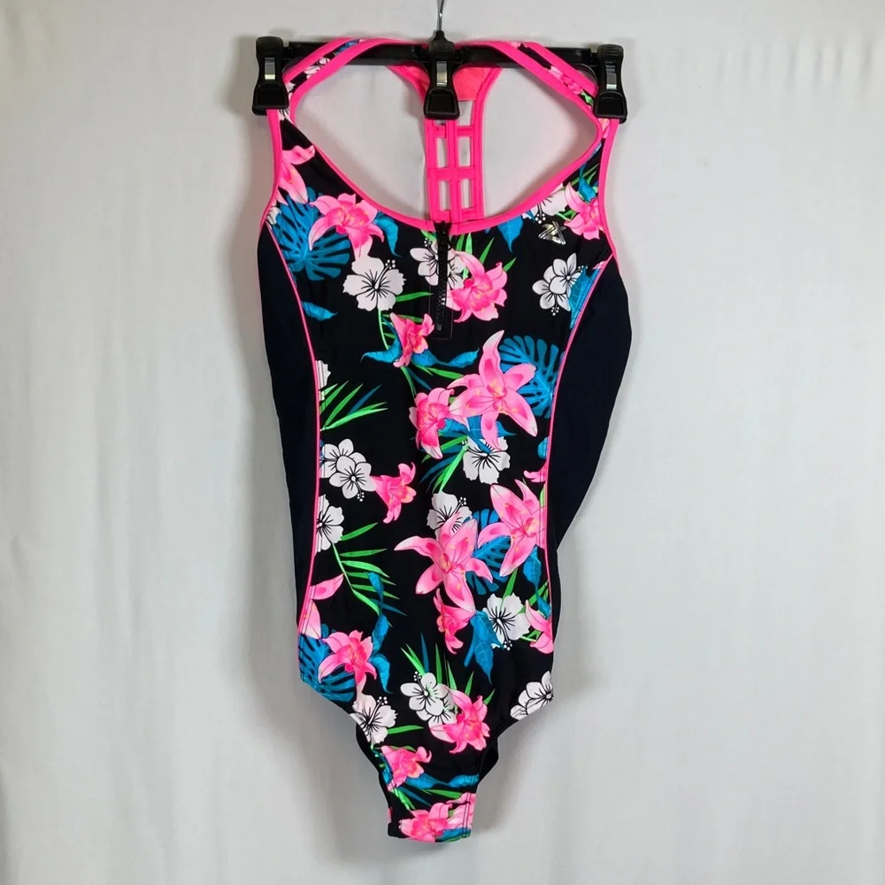 ZeroXposur Tropical Bloom Kids One Piece Swimsuit Sz L (14.5/16.5)